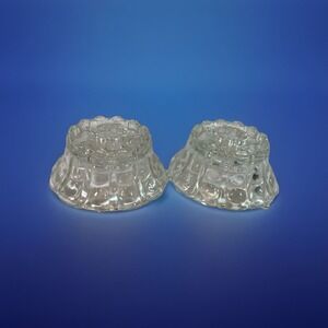 Vintage Clear Pressed Glass Bubble Candle Holders Textured 2 Piece Victorian
